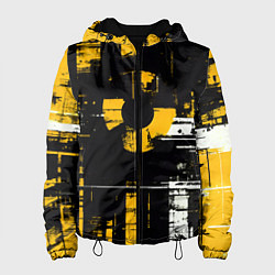 Женская куртка Жёлто-белый гранж на чёрном фоне