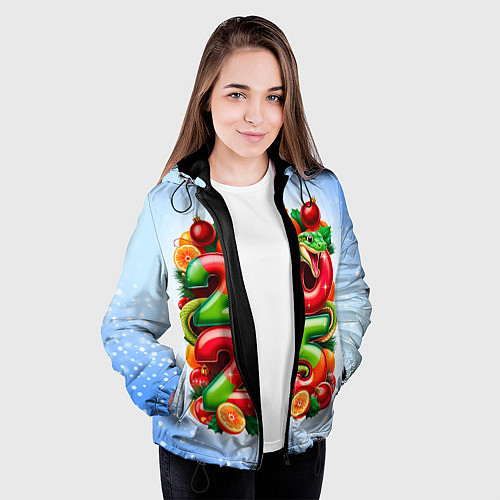 Женская куртка Змеи к нам приходят 2025 / 3D-Черный – фото 3