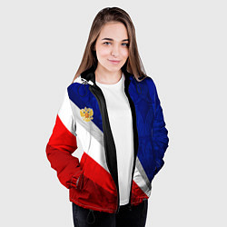Куртка с капюшоном женская Герб России - триколор, цвет: 3D-черный — фото 2