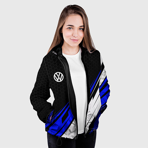 Женская куртка Фольксваген - синий / 3D-Черный – фото 3