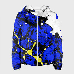 Женская куртка Сине-жёлтая абстракция на белом фоне