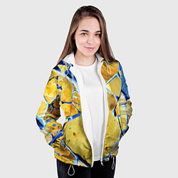 Куртка с капюшоном женская Жёлто-синяя абстракция, цвет: 3D-белый — фото 2