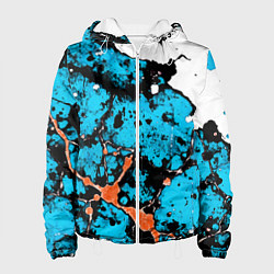 Женская куртка Оранжево-голубая абстракция на белом фоне