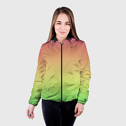 Куртка с капюшоном женская Градиент заря розово-зелёный, цвет: 3D-черный — фото 2