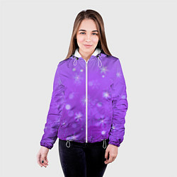 Куртка с капюшоном женская Резные снежинки глитч, цвет: 3D-белый — фото 2