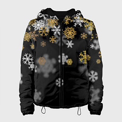 Женская куртка Снежинки объемные золотистые