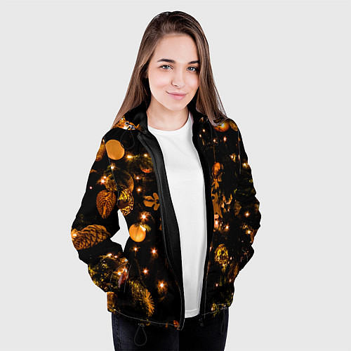 Женская куртка Новогоднее украшение / 3D-Черный – фото 3