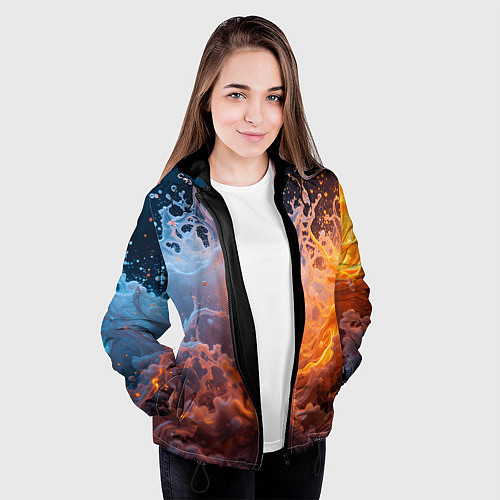 Женская куртка Брызги воды и огня / 3D-Черный – фото 3