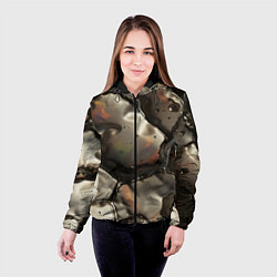 Куртка с капюшоном женская Жидкая субстанция светло-коричневая, цвет: 3D-черный — фото 2