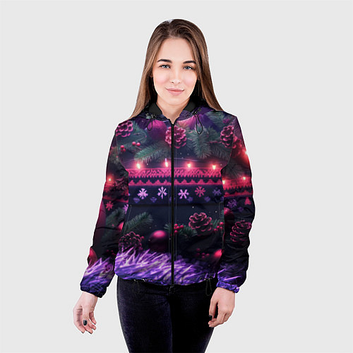 Женская куртка Праздничное настроение / 3D-Черный – фото 4