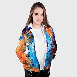 Куртка с капюшоном женская Оптические узоры текстура, цвет: 3D-белый — фото 2