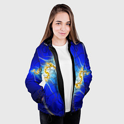 Куртка с капюшоном женская Фрактальный узор мерцание, цвет: 3D-черный — фото 2