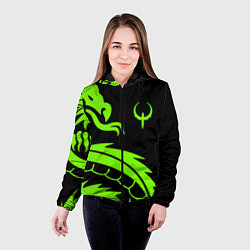 Куртка с капюшоном женская Квейк кислотный дракон лого, цвет: 3D-черный — фото 2