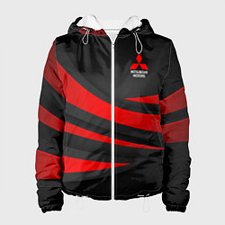 Куртка с капюшоном женская Mitsubishi - красная волна, цвет: 3D-белый