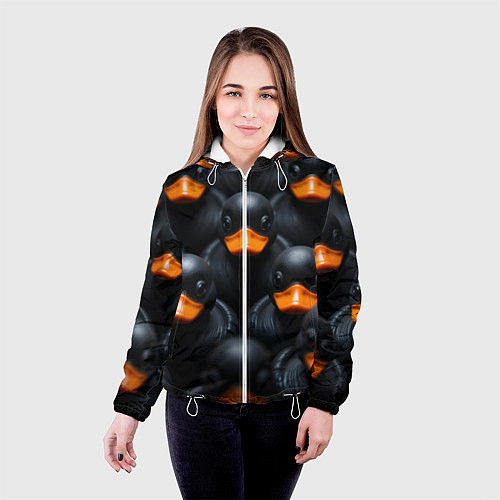 Женская куртка Черные уточки / 3D-Белый – фото 4