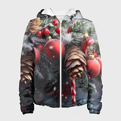 Женская куртка Новогодние украшения на ветках