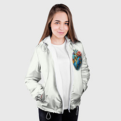 Куртка с капюшоном женская Металлическое сердце кораллы и цветы, цвет: 3D-белый — фото 2