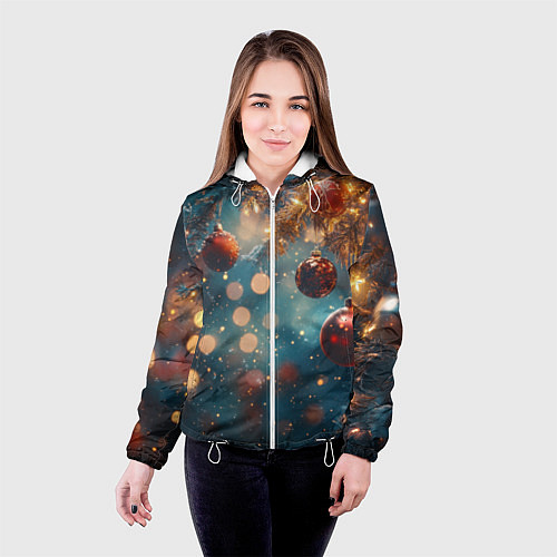 Женская куртка Новый год боке стиль / 3D-Белый – фото 4