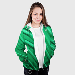 Куртка с капюшоном женская Зелёный пластик, цвет: 3D-белый — фото 2
