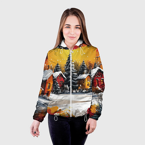 Женская куртка Новогодний двор / 3D-Белый – фото 4