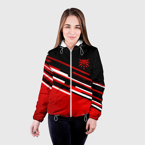 Женская куртка Ведьмак полосы геометрия / 3D-Белый – фото 4