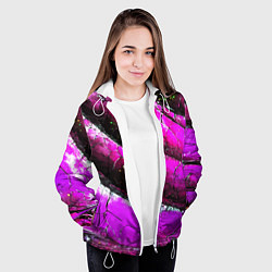Куртка с капюшоном женская Розовая волнистая абстракция, цвет: 3D-белый — фото 2