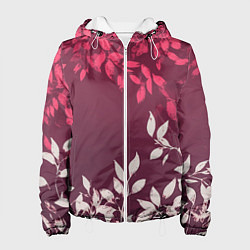 Женская куртка Листья на бордовом фоне - нейросеть