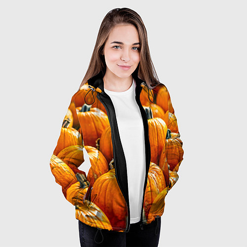 Женская куртка Много тыкв / 3D-Черный – фото 3