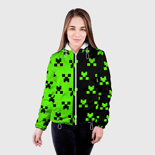 Женская куртка Майкрафт стиль текстура / 3D-Белый – фото 4