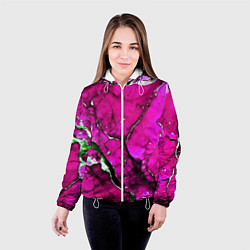 Куртка с капюшоном женская Розовый треснувший камень, цвет: 3D-белый — фото 2