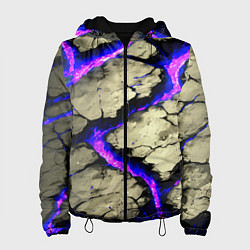 Куртка с капюшоном женская Треснувший камень фиолетовый, цвет: 3D-черный