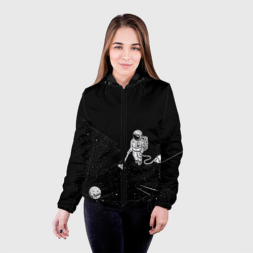 Женская куртка Космонавт и звезды / 3D-Черный – фото 4