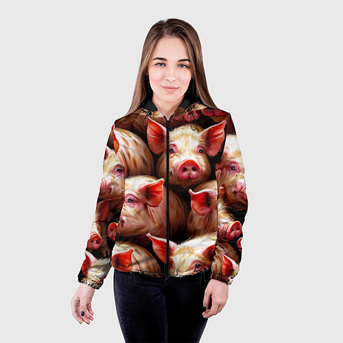 Женская куртка Поросята / 3D-Черный – фото 4
