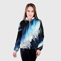 Куртка с капюшоном женская Бело-синие острые полосы, цвет: 3D-белый — фото 2