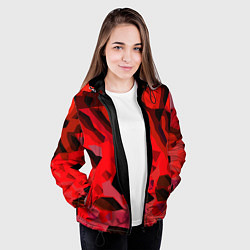 Куртка с капюшоном женская Чёрно-красная пористая абстракция, цвет: 3D-черный — фото 2