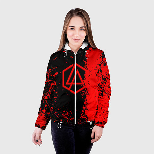 Женская куртка Linkin park краски всплеск текстура / 3D-Белый – фото 4