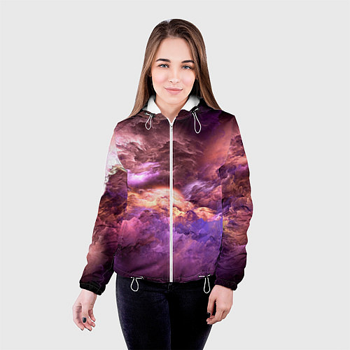 Женская куртка Сиреневый туман текстура / 3D-Белый – фото 4