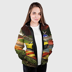 Куртка с капюшоном женская Chevrolet Corvette на гоночной трассе, цвет: 3D-черный — фото 2