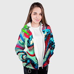 Куртка с капюшоном женская Свирепый Веном - граффити, цвет: 3D-белый — фото 2