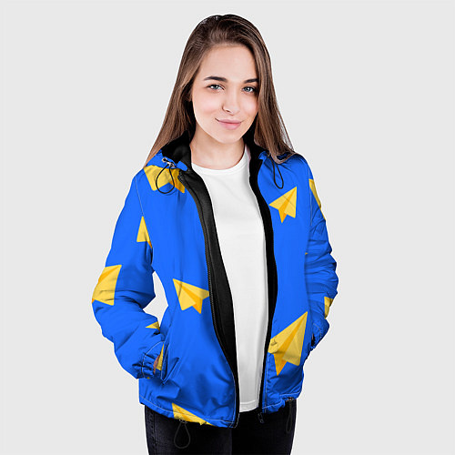 Женская куртка Желтый самолетик / 3D-Черный – фото 3