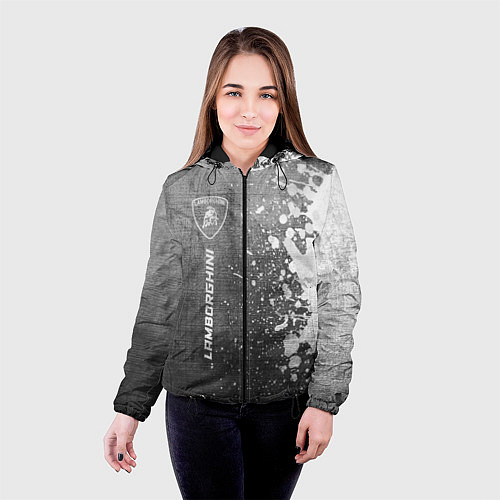 Женская куртка Lamborghini - grey gradient по-вертикали / 3D-Черный – фото 4