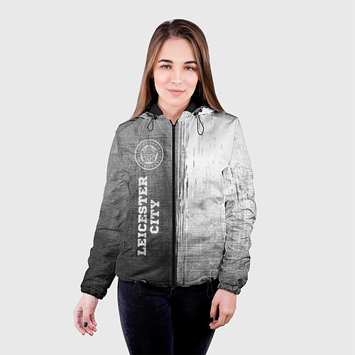Женская куртка Leicester City - grey gradient по-вертикали / 3D-Черный – фото 4