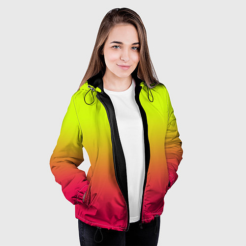 Женская куртка Градиент салатовый в розовый / 3D-Черный – фото 3