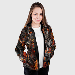 Куртка с капюшоном женская Гладиатор и минотавр на фоне огня мечей и щитов, цвет: 3D-черный — фото 2