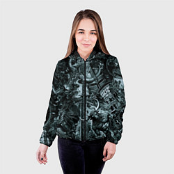 Куртка с капюшоном женская Гладиатор и минотавр на фоне мечей и щитов, цвет: 3D-черный — фото 2
