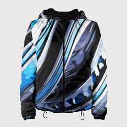 Женская куртка Волнистая чёрно-синяя абстракция