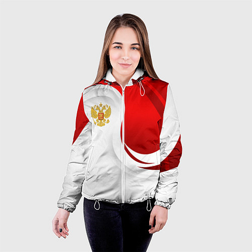 Женская куртка Россия - красный и белый / 3D-Белый – фото 4