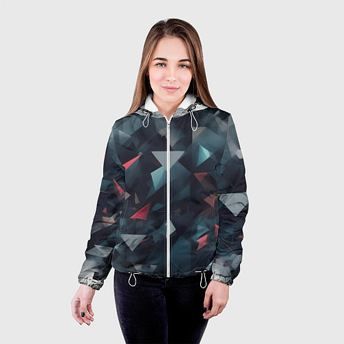 Женская куртка Абстрактный взрыв и осколки / 3D-Белый – фото 4