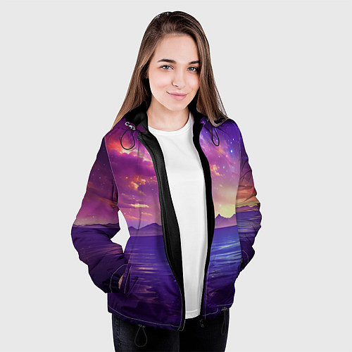 Женская куртка Волшебная галактика / 3D-Черный – фото 3