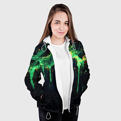 Куртка с капюшоном женская Зеленая кислота, цвет: 3D-белый — фото 2